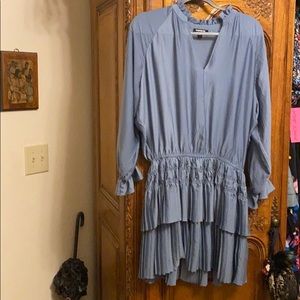 Express Satin Pleated Dress in Blue Dusk